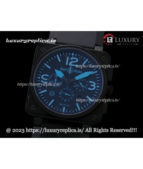 BELL & ROSS BR 01-94 CHRONOGRAPH PVD BLUE 46MM SWISS AUTOMATIC
