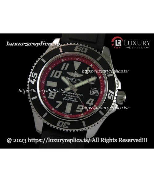 BREITLING SUPEROCEAN II ABYSS SWISS AUTOMATIC RED INNER BEZEL - RUBBER STRAP