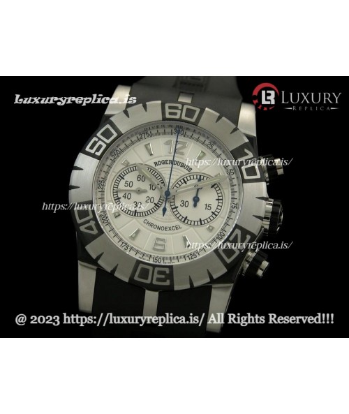 ROGER DUBUIS EASY DIVER CHRONOEXCEL SWISS CHRONOGRAPH WHITE DIAL - RUBBER STRAP