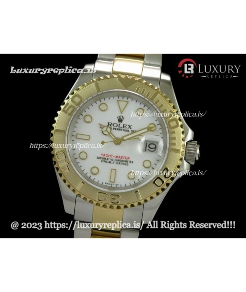 ROLEX YACHT-MASTER 2 TONE 3135 MOVEMENT - WHITE DIAL
