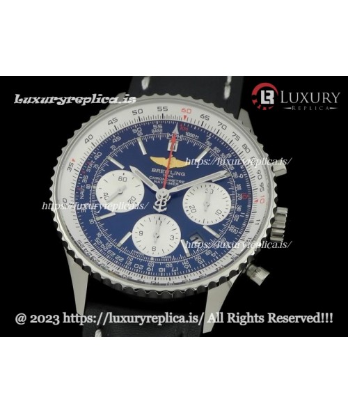 BREITLING NAVITIMER 01 CHRONOGRAPH BLUE DIAL LEATHER STRAP