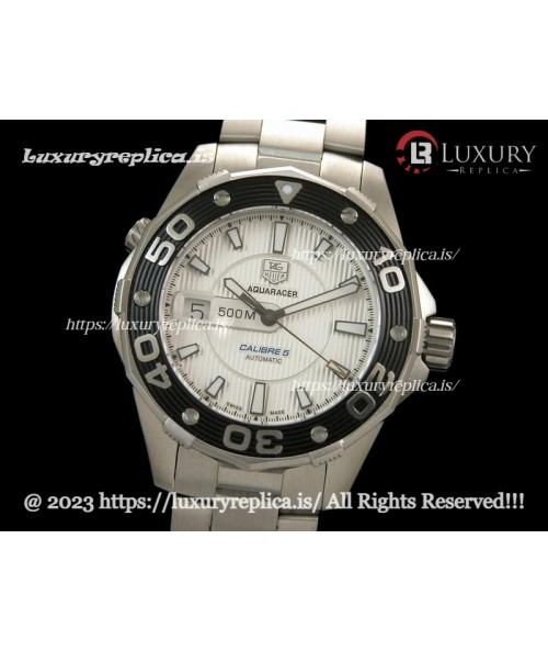 TAG HEUER CALIBRE 5 AQUARACER 500M SWISS AUTOMATIC WHITE DIAL - STAINLESS STEEL BRACELET