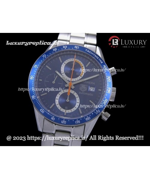 TAG HEUER CARRERA CALIBRE 16 CHRONOGRAPH 41MM SWISS AUTOMATIC BLUE DIAL - STAINLESS STEEL BRACELET