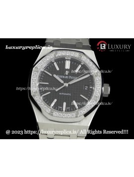 AUDEMARS PIGUET ROYAL OAK 15451 STAINLESS STEEL 37MM DIAMOND BEZEL BLACK DIAL