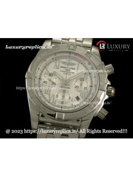 BREITLING CHRONOMAT B01 SWISS CHRONOGRAPH WHITE DIAL - ROMAN MARKERS - STAINLESS STEEL BRACELET