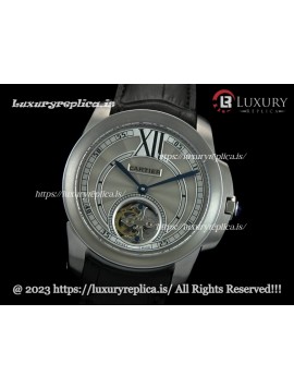 CARTIER CALIBRE FLYING TOURBILLON GREY DIAL - BLACK LEATHER STRAP