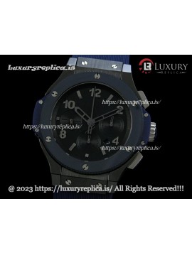 HUBLOT BIG BANG FULL CERAMIC BLUE EDITION SWISS AUTOMATIC BLACK DIAL - BLUE RUBBER STRAP