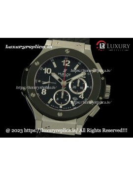 HUBLOT BIG BANG CERAMIC BEZEL SWISS AUTOMATIC BLACK DIAL - RUBBER STRAP