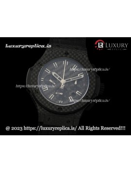 HUBLOT BIG BANG FULL CARBON EDITION SWISS AUTOMATIC BLACK DIAL - BLACK LEATHER STRAP