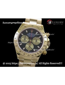 ROLEX DAYTONA SWISS AUTOMATIC MOVEMENT GOLD - BLACK DIAL - GOLD SUBDIALS