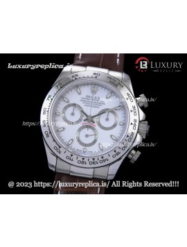 ROLEX DAYTONA SWISS AUTOMATIC MOVEMENT - WHITE DIAL - BROWN LEATHER STRAP